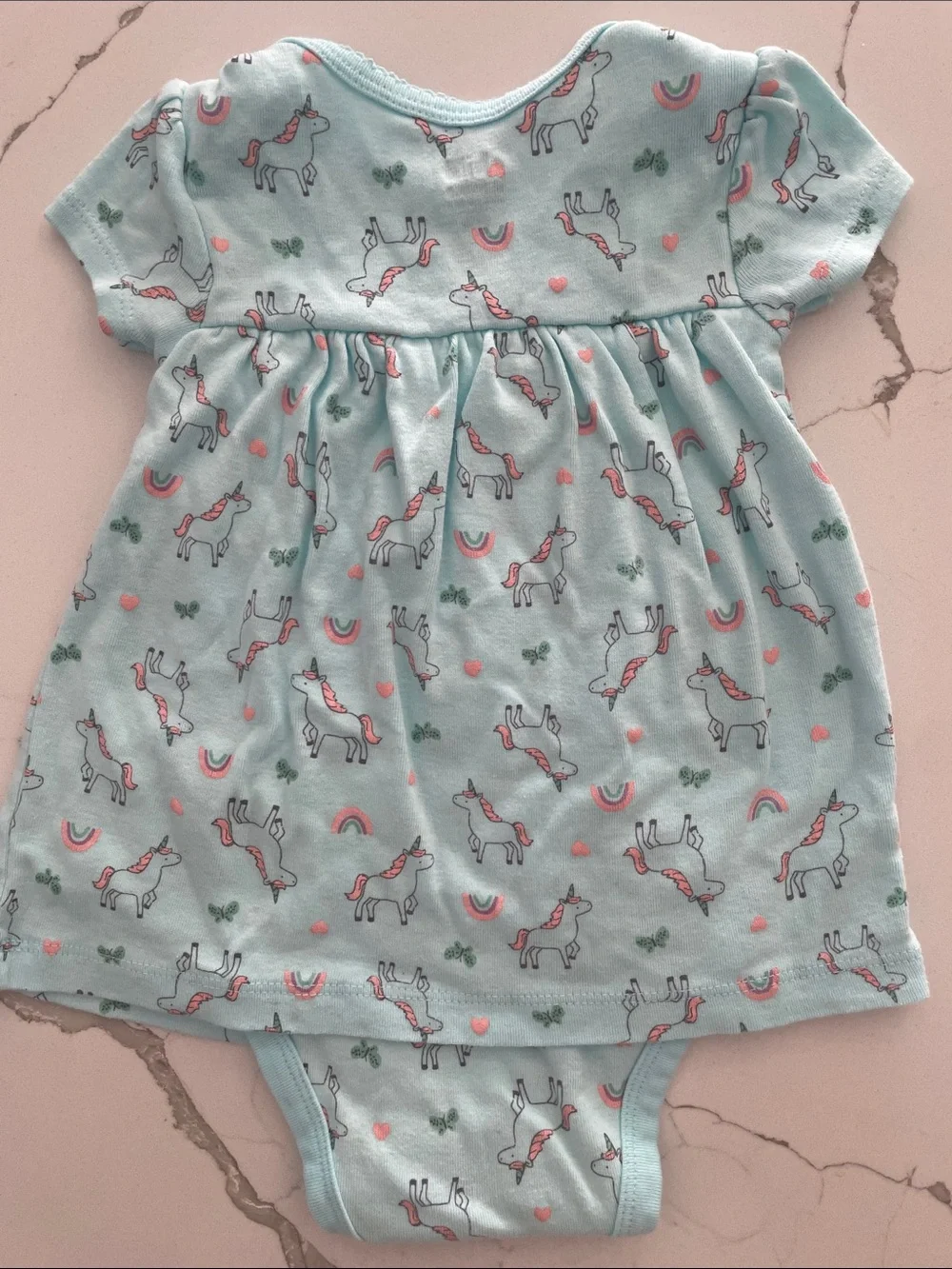 Unicorn Print Baby Dress Bodysuit